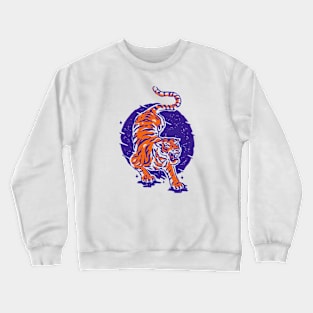 Vintage Japanese Illustration of a Tiger // Purple and Orange Tiger Crewneck Sweatshirt